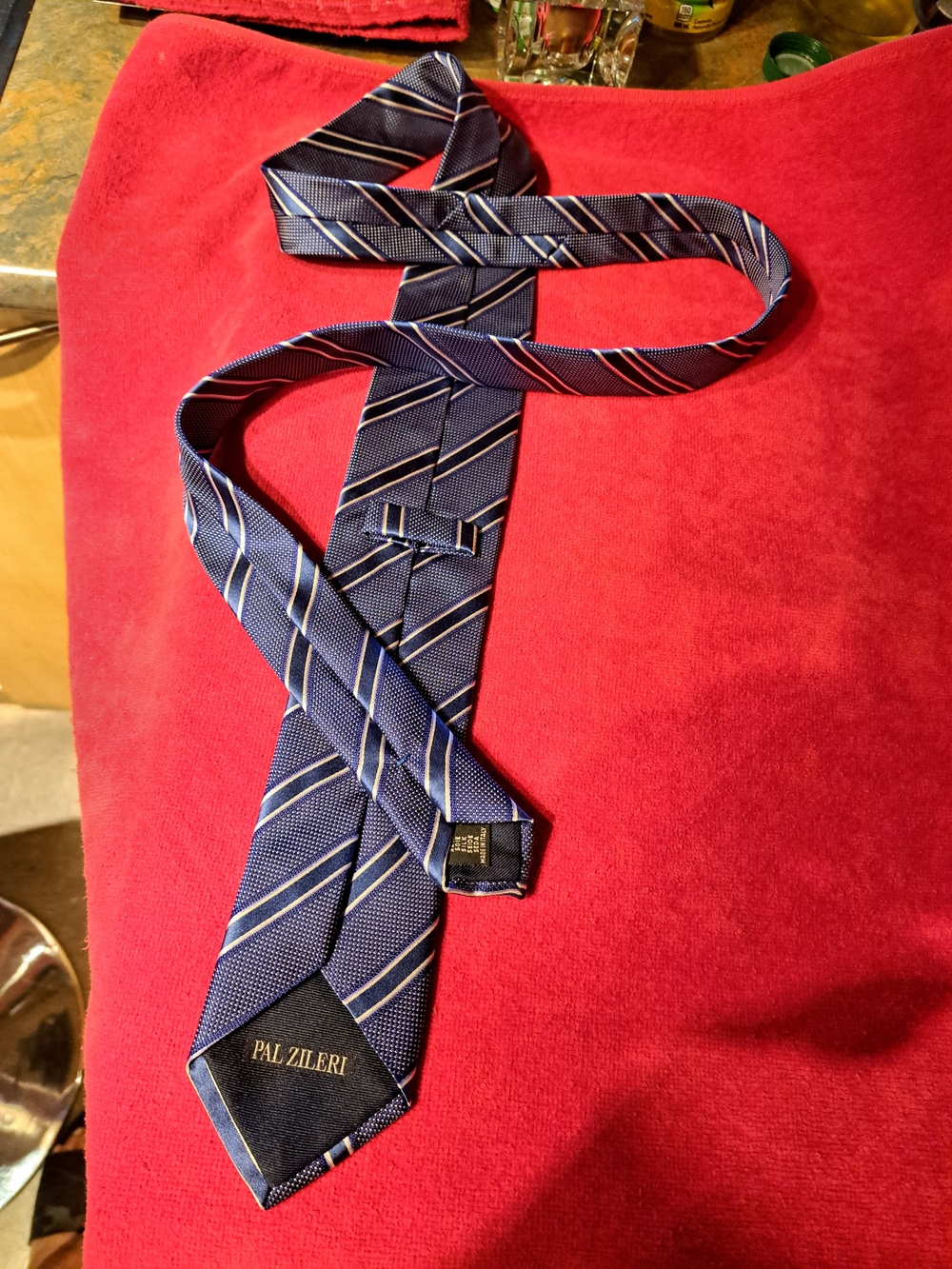Pal Zileri Navy and Light Blue Striped Silk Tie